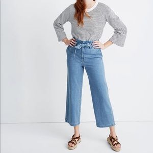 NWT Madewell wide leg crop paper bag jeans with belt